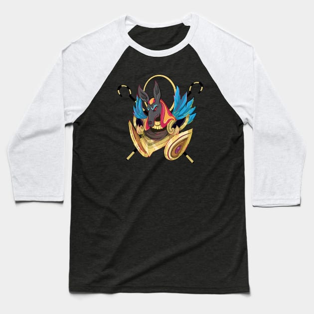 Egyptian God Anubis Baseball T-Shirt by Trendy Black Sheep